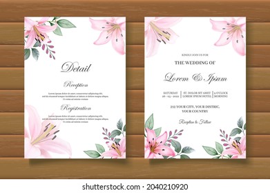 Beautiful watercolor floral wedding invitation card set