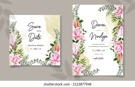 Beautiful watercolor floral wedding invitation card