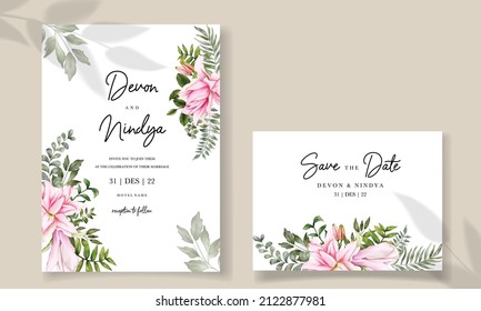Beautiful watercolor floral wedding invitation card