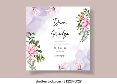 Beautiful watercolor floral wedding invitation card