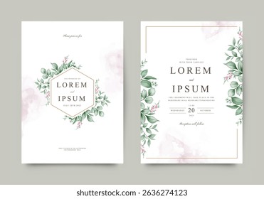 Beautiful watercolor floral wedding invitation template