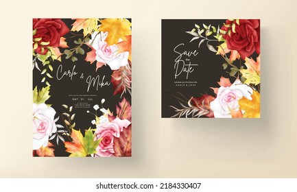 beautiful watercolor floral wreath invitation card set