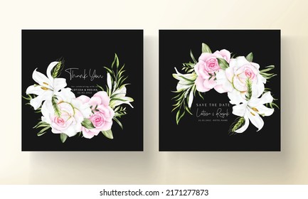 beautiful watercolor floral wreath wedding invitation card template