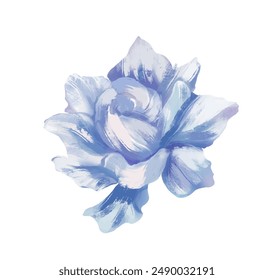 Beautiful watercolor flower. Drawing of blue hydrangea with delicate petals. Natural blooming garden plant. Design element for print. Hand drawn vector illustration isolated on white background