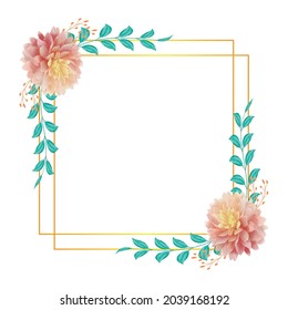 Beautiful Watercolor flower frame premium vector