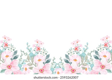 Beautiful watercolor flower and leaf frame for design.