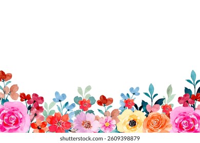 Beautiful watercolor flower and leaf frame for design.