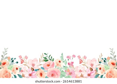 Beautiful watercolor flower and leaf frame for design.