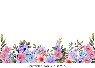 Beautiful watercolor flower and leaf frame for design.
