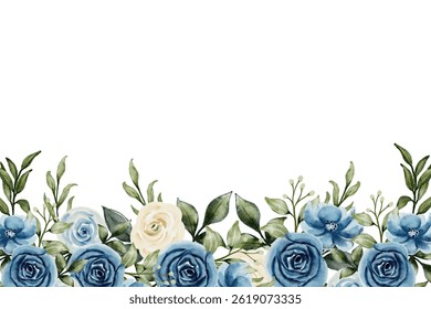 Beautiful watercolor flower and leaf frame for design.