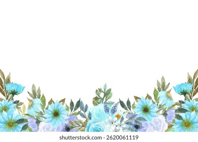 Beautiful watercolor flower and leaf frame for design.
