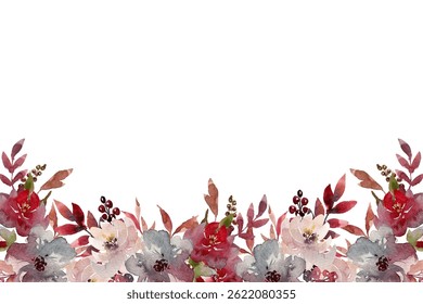 Beautiful watercolor flower and leaf frame for design.