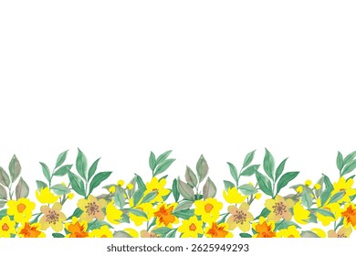 Beautiful watercolor flower and leaf frame for design.