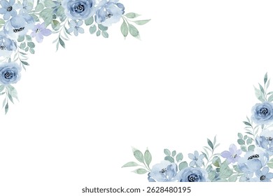 Beautiful watercolor flower and leaf frame for design.