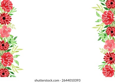 Beautiful watercolor flower and leaf frame for design.