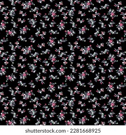 Beautiful watercolor flower patterns on Black background. Pattern design and ready for print