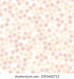 Beautiful watercolor flower seamless pattern vector. Pastel orange tone flowers on white background. Brushstroke flower garden. Acrylic brush strokes. Design for fabric, textile, dress, skirt, scarf.