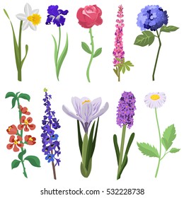 Beautiful watercolor flower set.