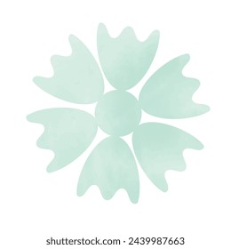 Beautiful watercolor flower silhouette. Vector illustration isolated on white background, template for poster, icon, card, logo, label.