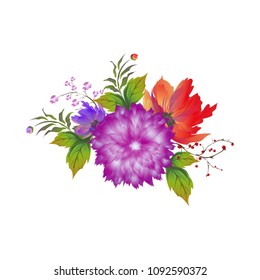 Beautiful watercolor flowers decorated background. Can be used as greeting card or invitation card design.