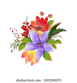 Beautiful watercolor flowers decorated background. Can be used as greeting card or invitation card design.