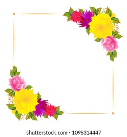 Beautiful watercolor flowers decorated background. Can be used as greeting card or invitation card design.