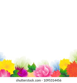 Beautiful watercolor flowers decorated background. Can be used as greeting card or invitation card design.