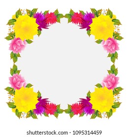 Beautiful watercolor flowers decorated background. Can be used as greeting card or invitation card design.