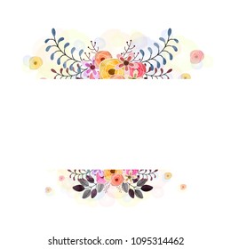 Beautiful watercolor flowers decorated background. Can be used as greeting card or invitation card design.