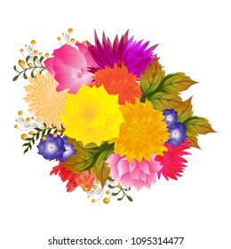 Beautiful watercolor flowers decorated background. Can be used as greeting card or invitation card design.