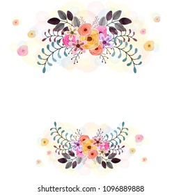 Beautiful watercolor flowers decorated background. Can be used as greeting card or invitation card design.