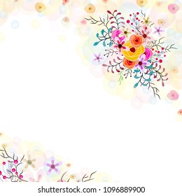 Beautiful watercolor flowers decorated background. Can be used as greeting card or invitation card design.