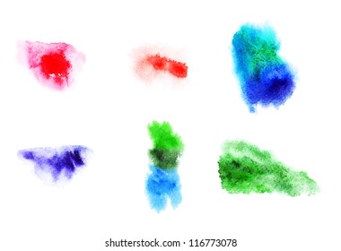 Beautiful watercolor free designs on textured paper pattern set. Eps 10 vector