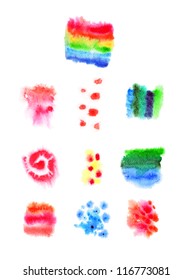 Beautiful watercolor free designs on textured paper pattern set. Eps 10 vector