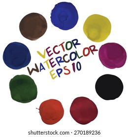 Beautiful watercolor and gouache round design elements . Vector illustration