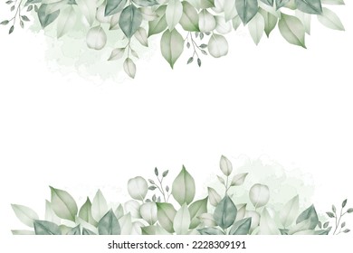 Beautiful Watercolor Green Leaf Background