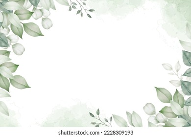 Beautiful Watercolor Green Leaf Background