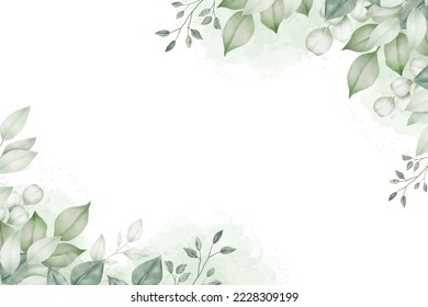 Beautiful Watercolor Green Leaf Background