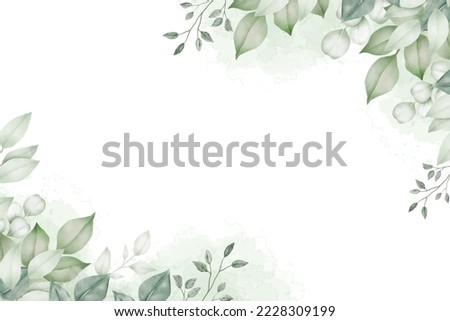 Beautiful Watercolor Green Leaf Background