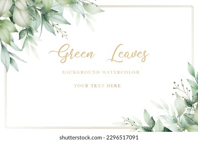  beautiful watercolor green leaves background