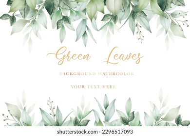  beautiful watercolor green leaves background