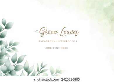 beautiful watercolor green leaves background