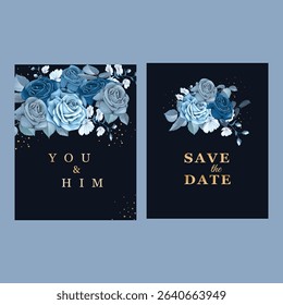 Beautiful watercolor invitation card template and rose floral Frame