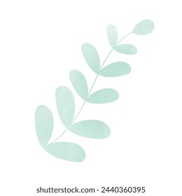 Beautiful watercolor leaves silhouette. Vector illustration isolated on white background, template for poster, icon, card, logo, label.