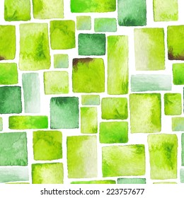 beautiful watercolor mosaic painting - seamless pattern of rectangles, texture paint and paper - hand drawn vector illustration for wrappers, textiles, wallpaper, surface