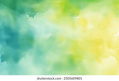 Beautiful watercolor painting in a tranquil blend of blue and green hues vector design. Soft, dreamy quality of artwork, calming and aesthetic atmosphere