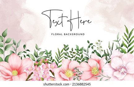 beautiful watercolor pink flower floral background design