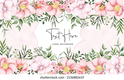 beautiful watercolor pink flower floral background design