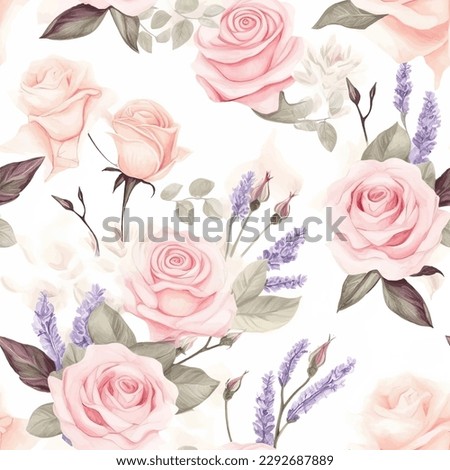 beautiful watercolor pink rose seamless pattern