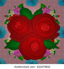 Beautiful watercolor rose flowers and green leaves on a pink background. Bright painting inspired rose flower print. Vector seamless background.